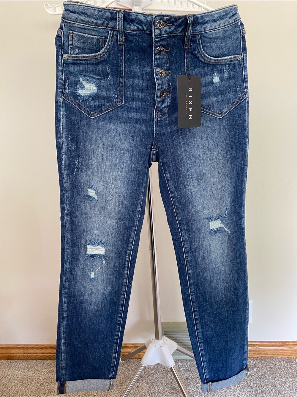 Women’s Risen Los Angeles Button Fly Roll Up Skinny Jeans - 30/11 - New With Tag